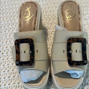 Sam Edelman Beige Sandals with Tortoise Buckle